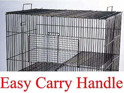 3 Levels Easy Foldable Chew-Proof Metal Small Animal Travel Carrier Cage Ferret Chinchilla Hamster Suger Glider Gerbil Rats Mouse Mice Guinea Pig Rodent Degu Dagus, Tight 3/8-Inch Bar Spacing