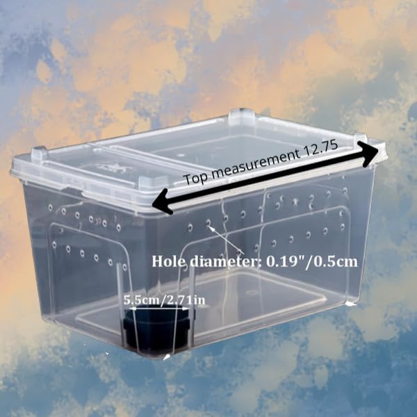 Critter Keeper 5-Pack Reptile Habitat - Large 12.59"x8.66"x5.9" Transparent Plastic Terrarium with Feeding Bowls, Ventilated Cricket Cage for Gecko, Tarantula, Snake, Frog, Lizard, Spider & Scorpion