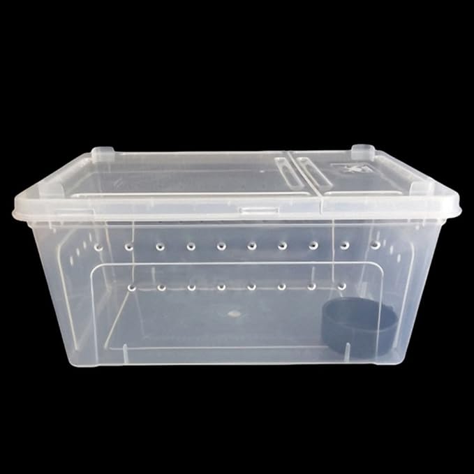 OMEM Portable Reptile Terrarium Habitat for Mini Pet Houses Breathable Holes Stackable Container (M)