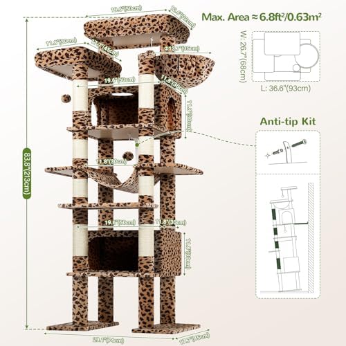 Globlazer Giant Tall Heavy Duty Cat Tower for Indoor Large Cats, F83B - Image 6
