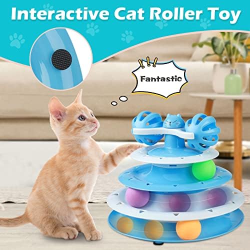 UPSKY Cat Toy Roller 4-Level Turntable with Colorful Balls and Bell Ball - Image 6