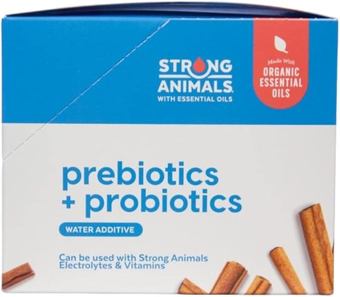 Strong Animals Prebiotics & Probiotics Everyday Health for Backyard flocks containing Cinnamon Essential Oils (30 Servings)