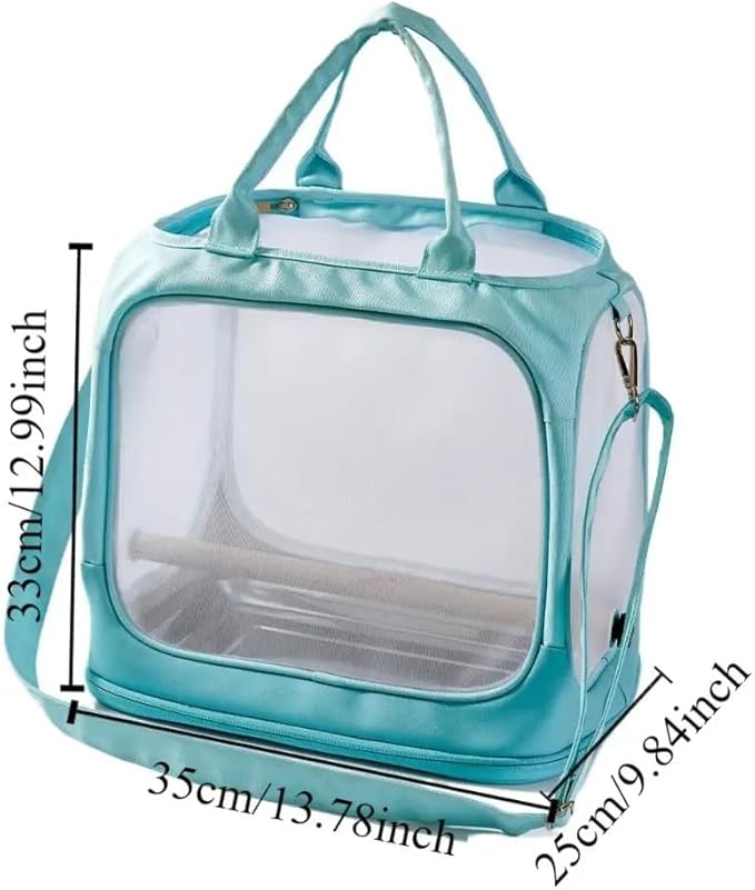 Transparent Bird Parrot Transport Cage Foldable Large Capacity Pet Carrier Bag Adjustable Shoulder Strap with Tray (Gray(Flowers))