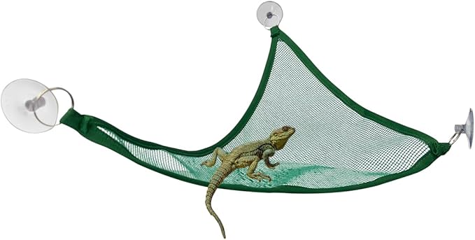 2 Pcs Bearded Dragon Lizard Hammock, Geckos Hammock, Breathable Mesh Reptile Hammock, Suitable for Iguanas, Anoles, Geckos, Snakes, Chameleon（Green）