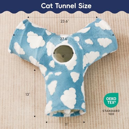Tempcore Cat Tunnel, 3-Way Collapsible Toy for Indoor Cats, Blue Cloud - Image 2
