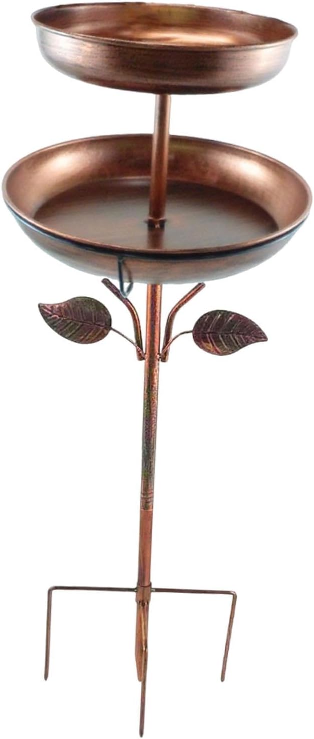 Bird Bath Metal Bird Feeder Double Layer Easy to Clean Refill Large Capacity Accessories Garden Yard Decor for Patio Children, Height 85 cm