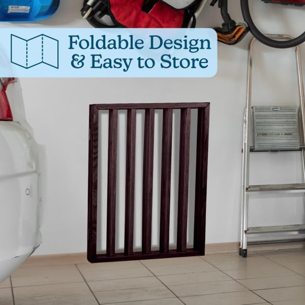 Petmaker Foldable, Free-Standing Wooden Pet Gate- Light Weight, Indoor Barrier for Small Dogs/Cats, Dark Brown, Step Over Doorway Fence, Rich Espresso, 54" X 24" (80-62875)