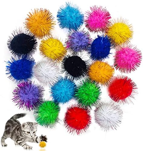PET SHOW 20 Pack Cat Toys Sparkle Ball 1.77inch for Indoor Cats Kitten by PETSHOW