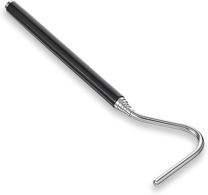 Stainless Steel Extensible Snake Hook 26 Inches, Retractable Reptile Hook Foldable Stainless Steel Snake Tool Portable Mini Snake Hook For Ball Python Snake Stick Pick-Up Handling Tool, Black