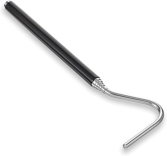 Stainless Steel Extensible Snake Hook 26 Inches, Retractable Reptile Hook Foldable Stainless Steel Snake Tool Portable Mini Snake Hook For Ball Python Snake Stick Pick-Up Handling Tool, Black