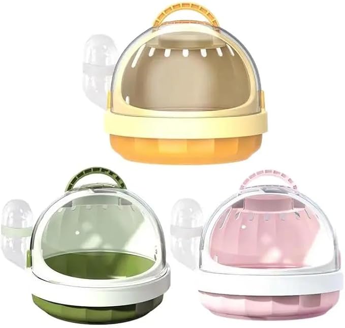 Small Pet Carrier Travel Cage with Integrated Water Feeder, Portable Ventilated Enclosure with Secure Closure for Hamster, Guinea Pig, Hedgehog and Ferret Transport and Indoor Mobility (C)