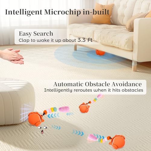 ORSDA Cat Toys for Indoor Cats, New Intelligent Voice Timing Touch Control Cats Ball, Simulate Mouse Sound Kitten Toy, Automatic Interactive Moving Cat Toy for All Ages - Image 3