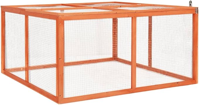 vidaXL Rabbit Hutch - Solid Firwood and Steel Wire - Outdoor Design - Suitable for Small Animals -Easy Assembly- Openable Roof - Cali Prop 65 Warning
