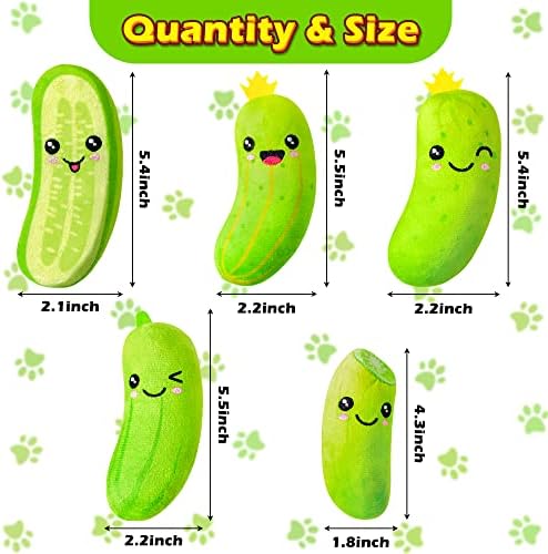 MALLMALL6 Pickle Catnip Cat Toys - 5Pcs Indoor Kitten Chew Bite Kick Cucumber Catmint Interactive Toys for Cat Lover Gifts, Kitty Boredom Relief Supplies with Cute Expression for Pet Birthday Presents - Image 2