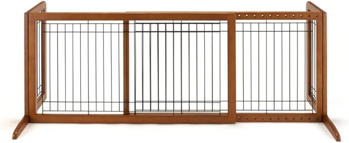 Richell Wood Freestanding Pet Gate, Large, Autumn Matte Finish