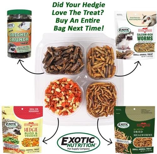 Exotic Nutrition Hedgehog Treat Sampler - Healthy Natural Treat Variety Pack - High Protein Insect Variety Pack for Pet Hedgehogs