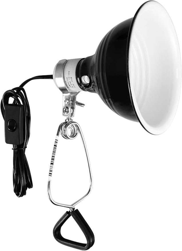Simple Deluxe 5.5 Inch Reptile Dome Clamp Light Fixture with Aluminum Reflector for Reptile Glass Tank, 60W Ceramic Lamp Cap, Without Bulb, Black