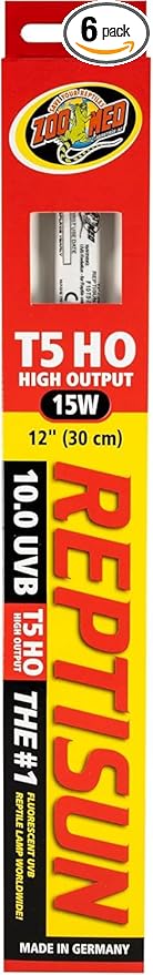 Zoo Med ReptiSun T5 HO 10.0 UVB Replacement Bulb 15 Watts - (12" Bulb) - Pack of 6