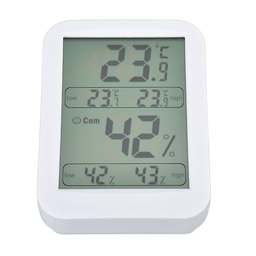 Pwshymi Digital Accurate Thermometer Hygrometer Large LCD Display Temp Humidity Meter for Reptiles Greenhouse - ABS White 1 Set