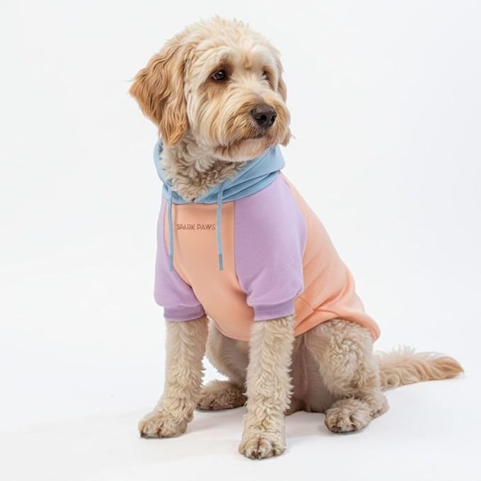 Spark Paws Dog Hoodie – Premium Dog Sweater for Small, Medium, and Large Dogs | Warm Outfits for French Bulldogs, Pitbull, Puppy, Winter Jacket Alternative - Cotton Candy - 2XL