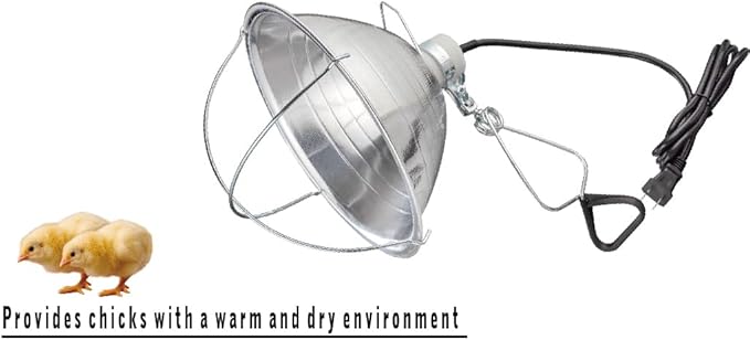 CyberTech Lighting 10.5" Brooder Lamp with Clamp, Hanger Included, Ceramic Socket and with Lamp Guard. Scratch Resistant Clamp, 6Ft Long Power Cord. Heat Lamp Sold Separately.