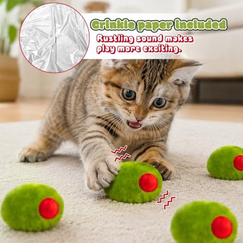 5Pcs Olive Catnip Crinkle Paper Sound Toys for Cat, Catmint Cat Toy Gift - Image 3