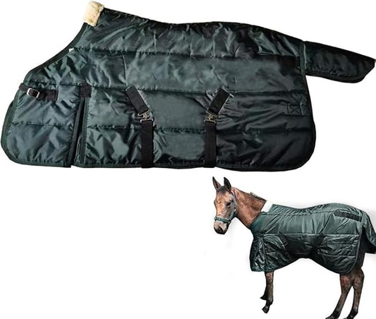 La La Pet Waterproof Warm-Keep Horse Turnout Blanket Adjustable and Breathable Clothes for Horse Mini Pony Ripstop Medium Weight 220g Poly Fill for Winter Green 43Inches