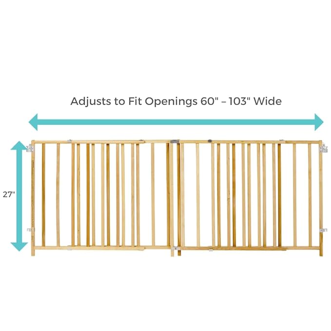 Toddleroo by North States - Extra-Wide Swing Wooden Baby Gate: Extra Wide Baby Gate for Large Openings - Adjustable 60 to 103 Inches Wide - 27 Inches Tall