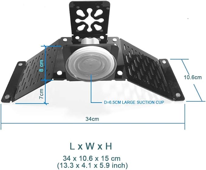 Aquarium Bidirectional Two-Way Bridge Tortoise Turtle Basking Floating Platform with Big Suction Cup Stable Amphibian Reptile Terrace,Be Suspended at Any Water Level (Black-Assembly)