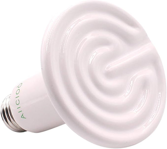 Aiicioo Reptile Heat Lamp Bulb -60W Ceramic Heat Emitter No Harm No Light Infrared Heater Lamp for Chicken Coop Lizard Aquarium Snake Outside Dogs Brooder 110V,White