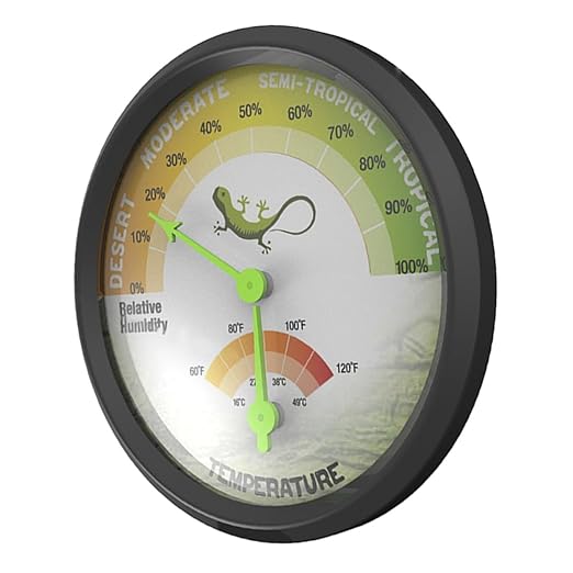 KALLORY High-Precision Mechanical Thermometer Hygrometer for Reptile Tank, Mini Dial Temperature and Humidity Gauge with Adhesive for Bearded Dragon and Gecko Terrariums