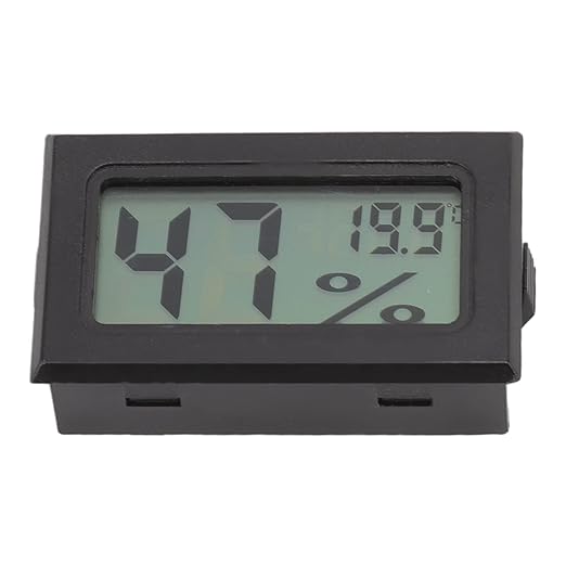 Alomejor LCD Digital Thermometer Hygrometer High Accuracy for Cigar Cabinet LCD Display for Breeders, Guitar Boxes Plastic, 1.9 X 0.6in