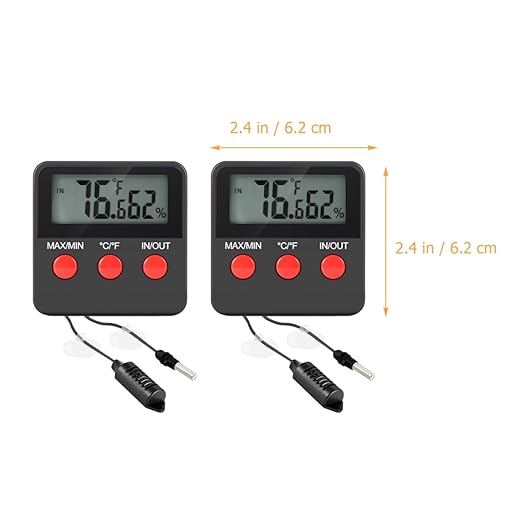 Balacoo 2sets Digital Hygrometer for Reptile Tanks Accurate Temperature and Humidity Monitor with Display for Egg Incubators and Turtle Boxes Batteries Not Included