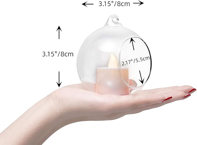Hanging Candle Holder, Globe Tea Light Holder, Hanging Vase, Terrarium, Orbs Container, Micro Landscape DIY for Home, Office, Wedding (3.15" 6Pcs)
