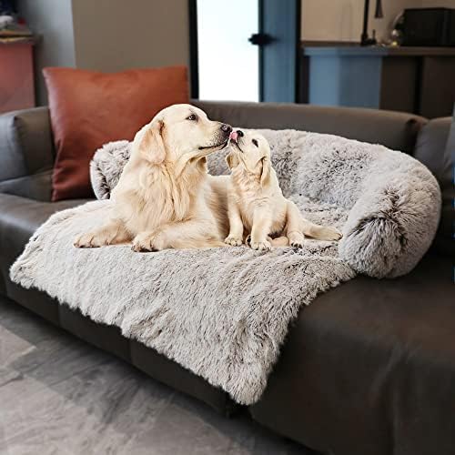 Tinaco Calming Dogs/Cats Bed Mats, Dog Pad Washable Removable Couch Cover, Plush Long Fur Mat for Pets, Waterproof Lining, Perfect for Small, Medium and Large Dogs and Cats (Gradient Brown, 45"x37")