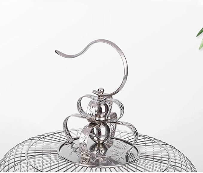 Stainless Steel Bird Cage Round Hanging Bird Carriers with Hook Birdcages for Home Garden Outdoor Small Parrot Birdcage，Wood 38cm/14.9in