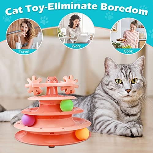 UPSKY Cat Toy Roller 4-Level Turntable with Colorful Balls and Bell Ball - Image 5