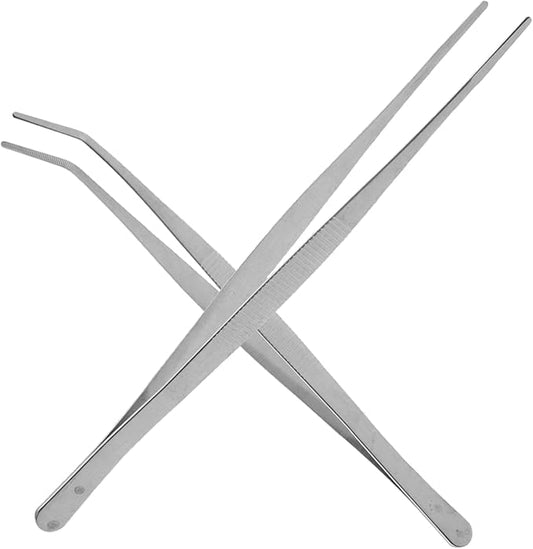OSALADI Professional Reptile Care 25cm Stainless Steel Angled Tweezers Curved Nippers for Snake Lizard Gecko Feeding
