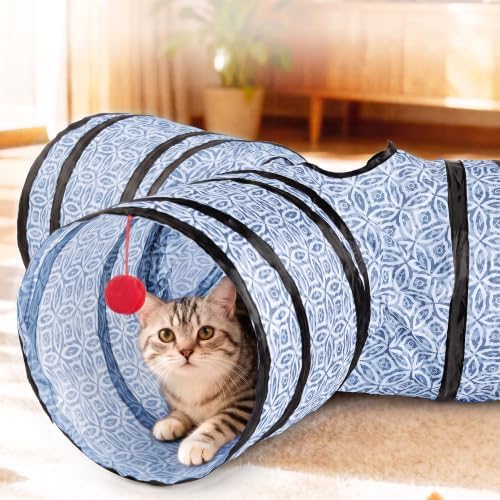 Tempcore 3 Way Collapsible Cat Tunnel for Indoor Cats, Pet Tunnel Bored Toys with Peek Hole & Ball for Puppy, Kitty, Kitten, Rabbit - Image 3