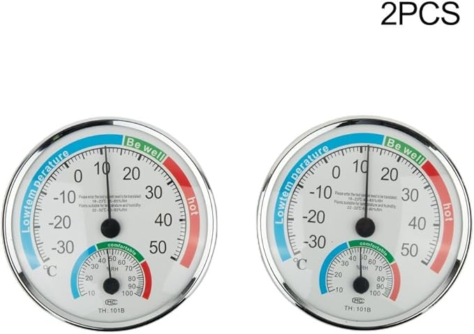 Analogue Room Climate Monitor with Temperature Humidity Gauge for Wall Mount or Stand, Indoor Use in Bathroom Sauna Nursery Bedroom Terrarium Reptile(2pcs)