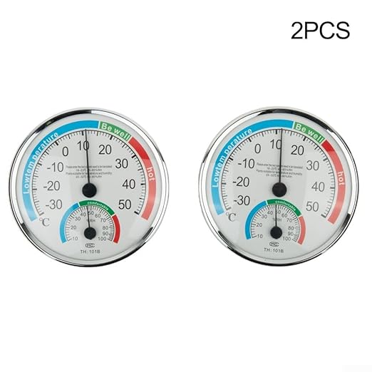 Analog Thermometer Hygrometer for Indoor Room Climate Control, Wall Mount or Stand Device with Comfort Display, No Battery Required for Home Office Greenhouse Sauna Terrarium, White(2pcs)