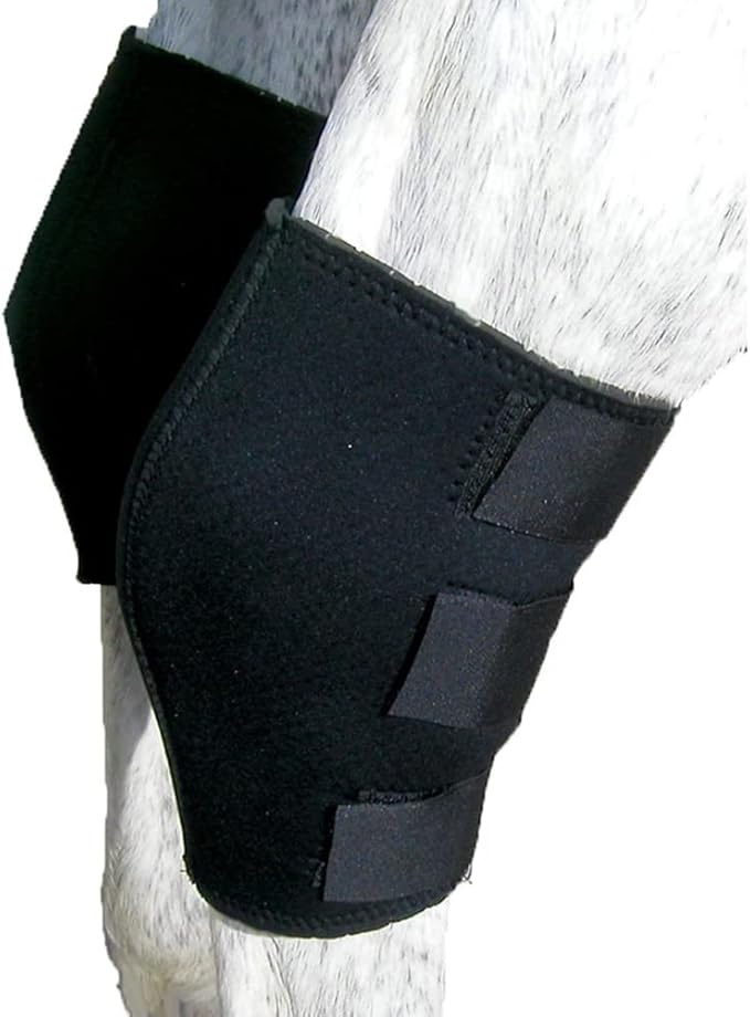 Intrepid International Breathable Neoprene Hock Boots for Horses - Superior Support and Comfort for Equine Athletes - One Size Fits Most, Sold in Pairs, Black