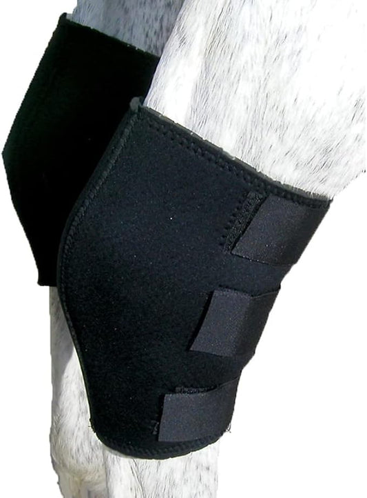 Intrepid International Breathable Neoprene Hock Boots for Horses - Superior Support and Comfort for Equine Athletes - One Size Fits Most, Sold in Pairs, Black