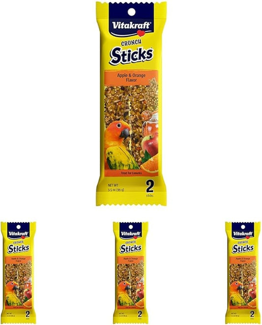 Vitakraft Crunch Sticks Conure Treat - Apple and Orange - Pet Bird Treat Toy (Pack of 4)