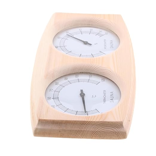 VICASKY Wooden Humidity Temperature Hygrometer Pointer Thermometer Digital Sauna Thermometer for Sauna Home Use