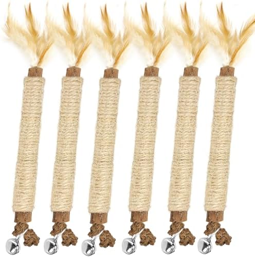 Tocirelo Silvervine Sticks with Feathers for Indoor Cats, Kitten Chew Toys by Tocirelo