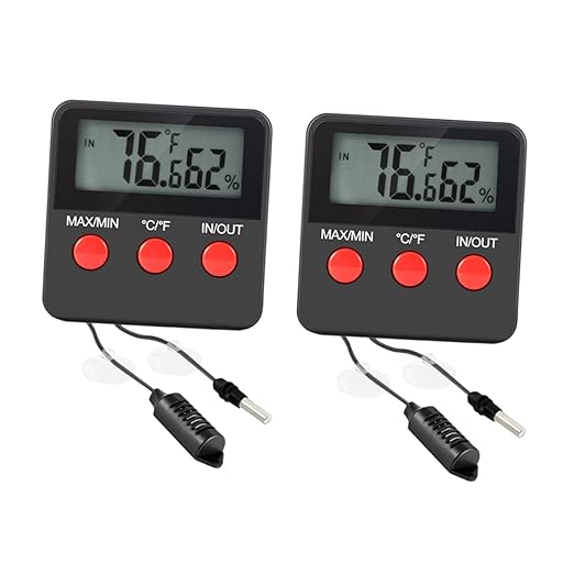2sets Digital Thermohygrometer Humidity for Reptile Thermostat Indoor Thermometer for Turtle Snake Lizard Tanks