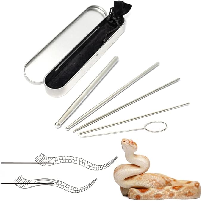 Snake Probe Kit Professional 5 Pieces Snake Sexing Probes, Stainless Steel Reptile Gender Detection Tool for Different Size Snakes