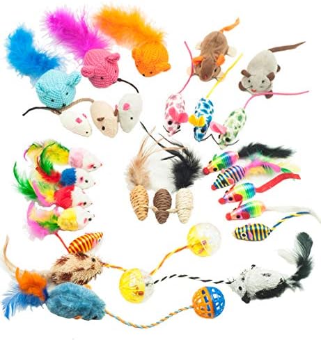 Fashion's Talk Mouse Cat Toys Mixed Bag 27 Assorted Mice Toy for Cats Kitten Catnip,Feather,Furry,Rattle,Plush,Interactive Kitty Toys by Fashion%27s+Talk