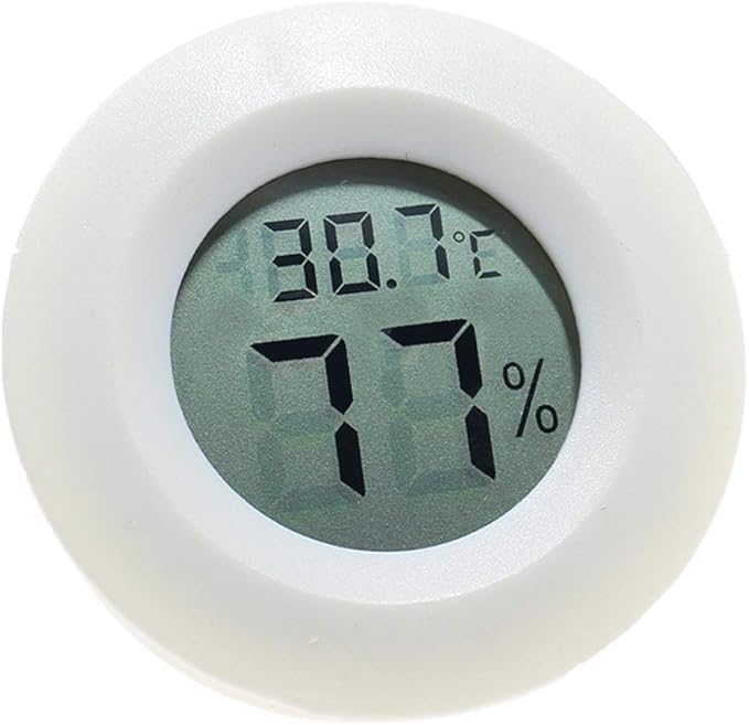 POPETPOP Reptile Box Digital Thermometer Hygrometer Round Shaped Temperature and Humidity for Home Office and Indoor